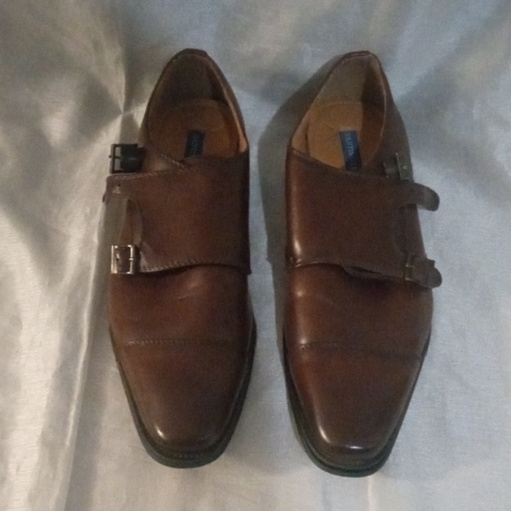 Santino Luciano Classic Brown Men's Monk Strap Derbys Size9.5